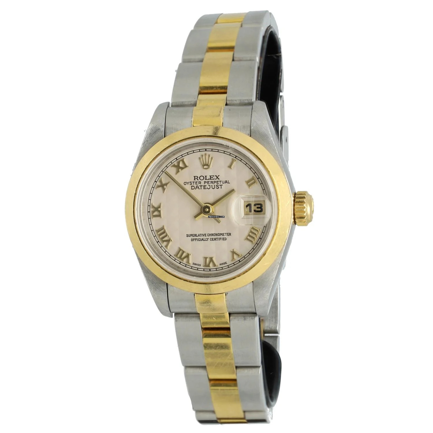  Rolex Lady-Datejust Gold/steel Pyramid dial 26mm Ref. 69163 