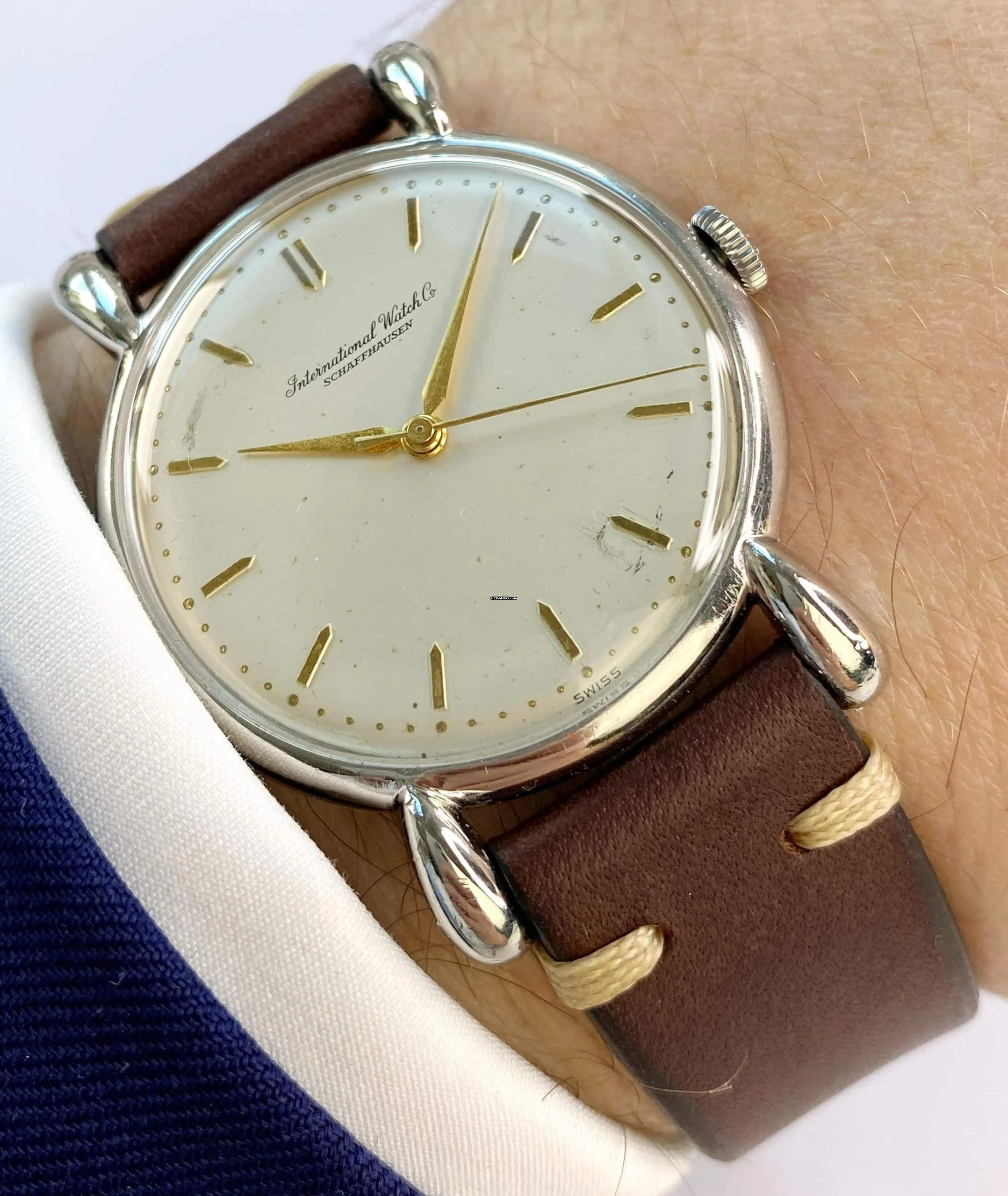  IWC Serviced 35mm Steel Rare Teardrop Lugs cal 89 keine 