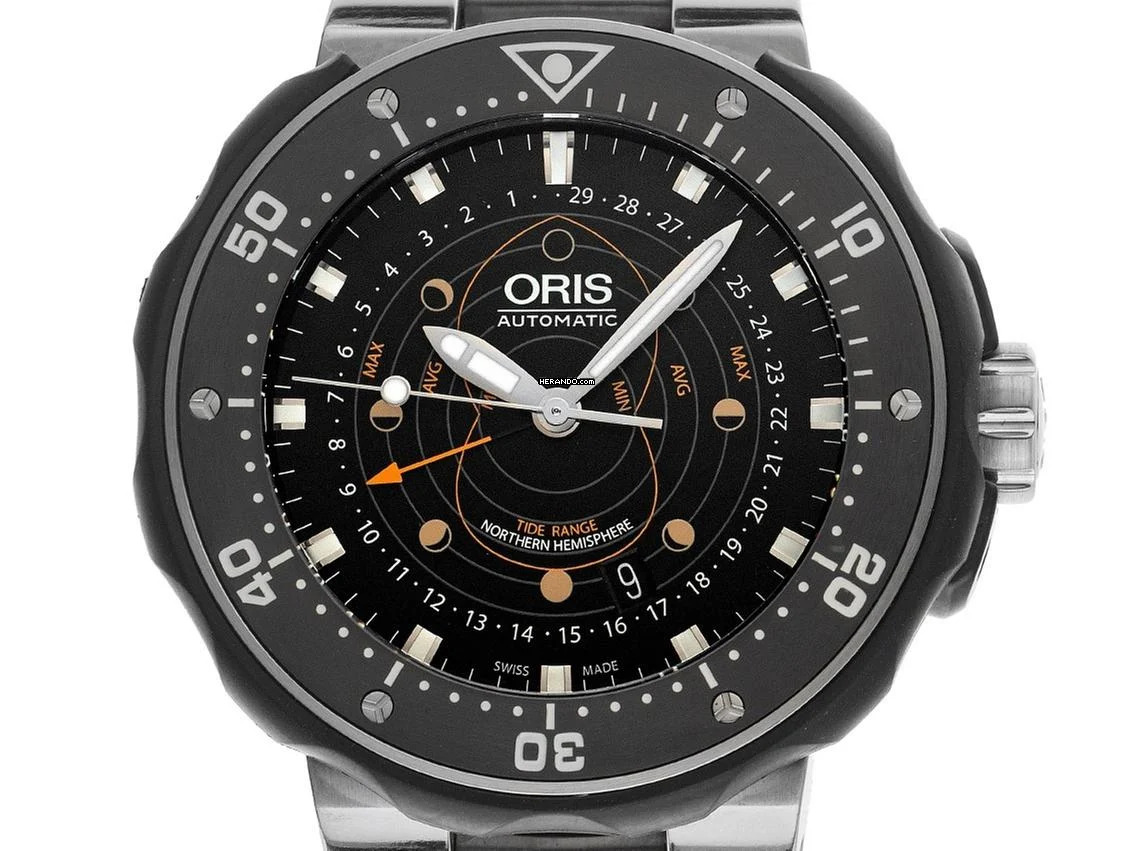  Oris ProDiver Pointer Moon Pro Diver Pointer Moon Ref.01 761 7682 7154-Set 2014 Full Set wie Neu Vintage Pro Diver Pointer Moon Titan 