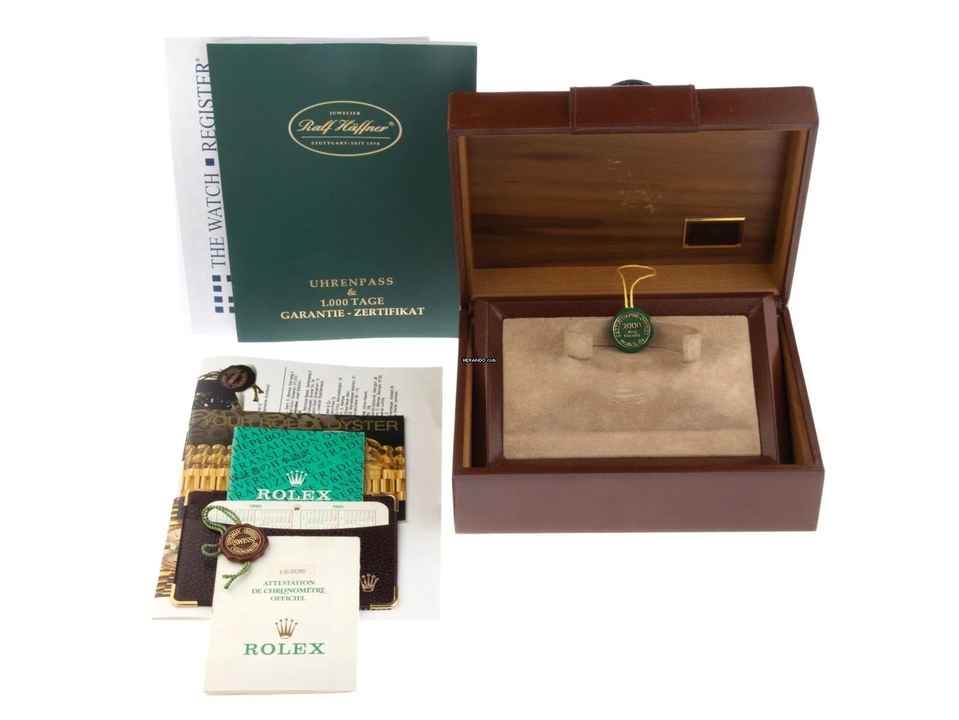  Rolex Day-Date 36 18kt Gelbgold Diamanten Rindengravur Ref.18308 1999 Full Set sehr gut Vintage Day Date 18kt Gelbgold Diamanten Rindengravur 