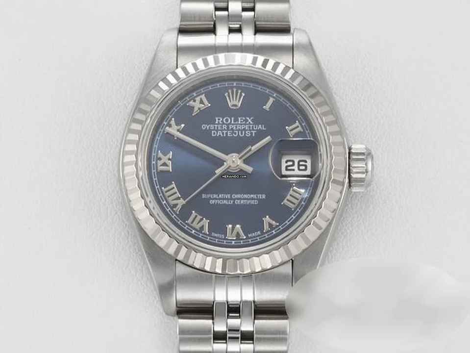  Rolex Lady-Datejust Stahl Weissgold 750 2002 Automatik Gold Damen Stainless Steel 18kt White Gold Jubilé-band Chronometer Oyster Blue Dial 