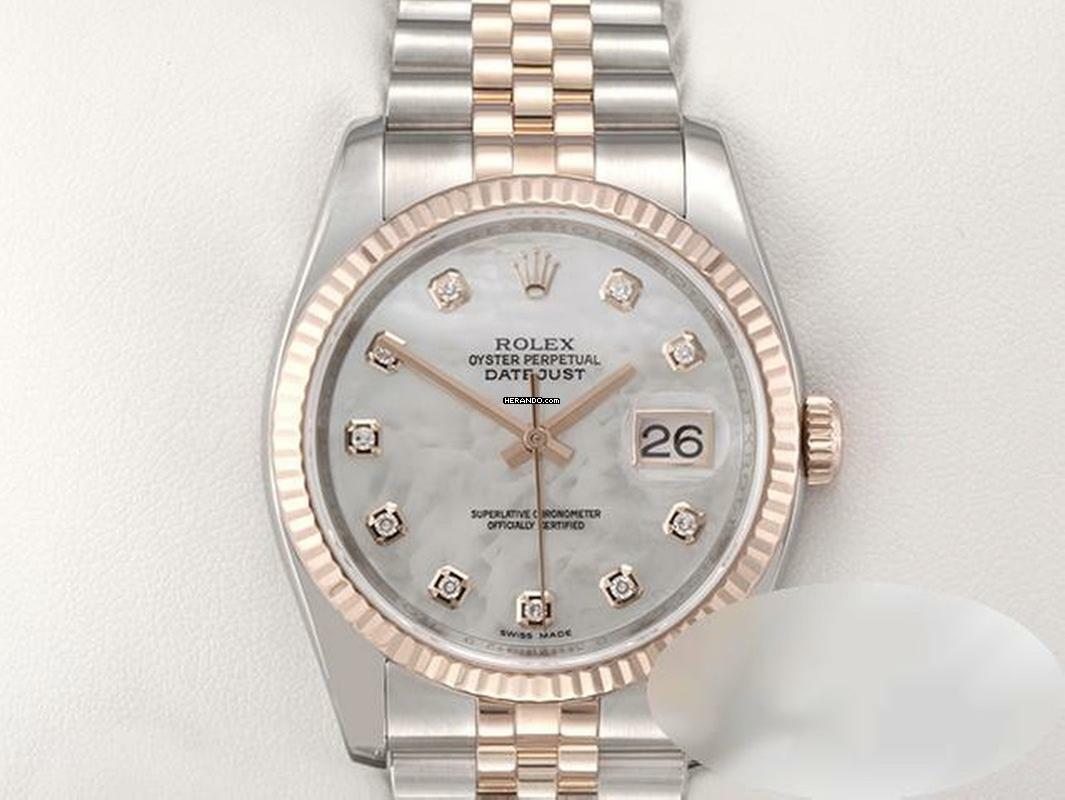  Rolex Datejust 36 36mm 116231 2013 Stahl Rosegold 750 Perlmutt Diamanten Automatik Stainless Steel 18kt Rose Gold Jubilé-band Chronometer Oyster 