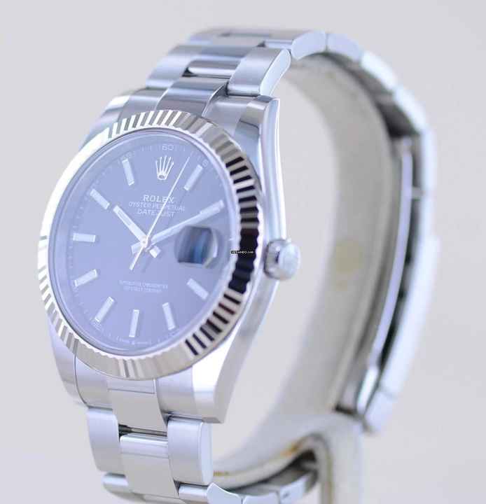  Rolex Datejust 41 Stahl White Gold black Dial Oysterband B+P 126334 Top 