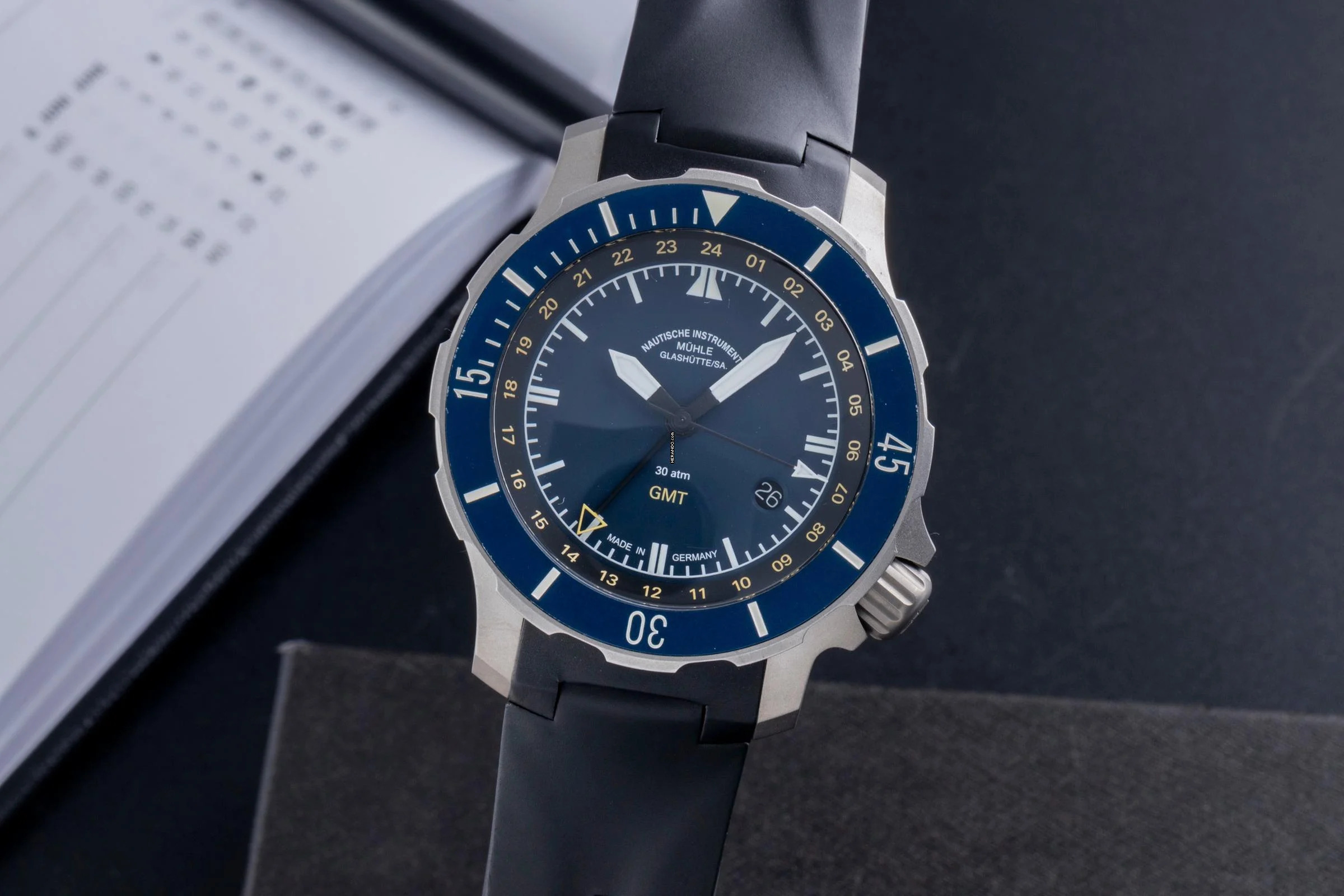 Thumbnail von Mühle Glashütte Seebataillon GMT Titan Automatik Herrenuhr Ref. M1-28-62 KB B&P