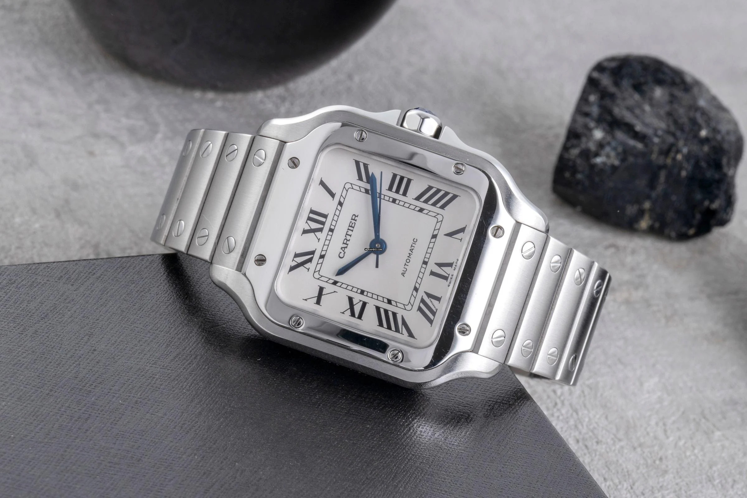 Thumbnail von Cartier Santos Stahl Automatik Herrenuhr Medium WSSA0010 B&P 2018