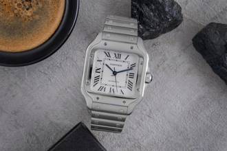 Thumbnail von Cartier Santos Stahl Automatik Herrenuhr Medium WSSA0010 B&P 2018