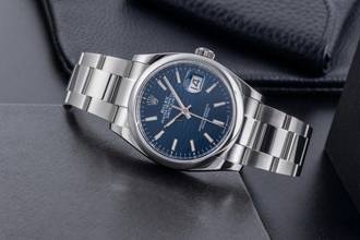Thumbnail von Rolex Datejust 36 Blue Dial Oyster Edelstahl Automatik Herrenuhr Ref. 126200 B&P