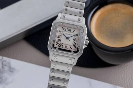  Cartier Santos Galbée Stahl Quarz Herrenuhr Ref. W20060D6 Papiere 2017 