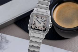 Thumbnail von Cartier Santos Galbée Stahl Quarz Herrenuhr Ref. W20060D6 Papiere 2017