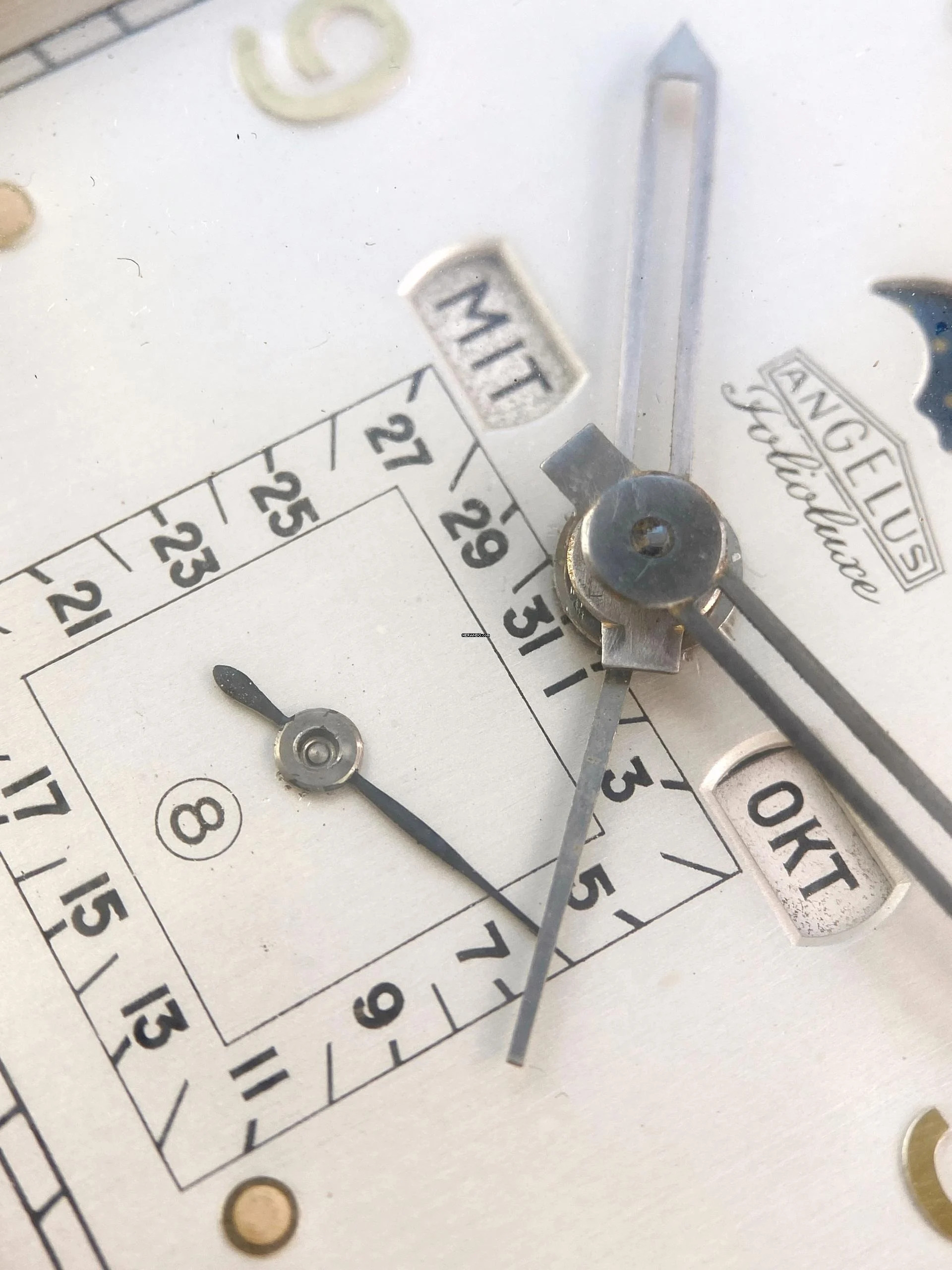 Thumbnail von Angelus Table Clock Tisch Uhr Triple Date Moonphase 8 Days Power Reserve Reise Uhr unbekannt