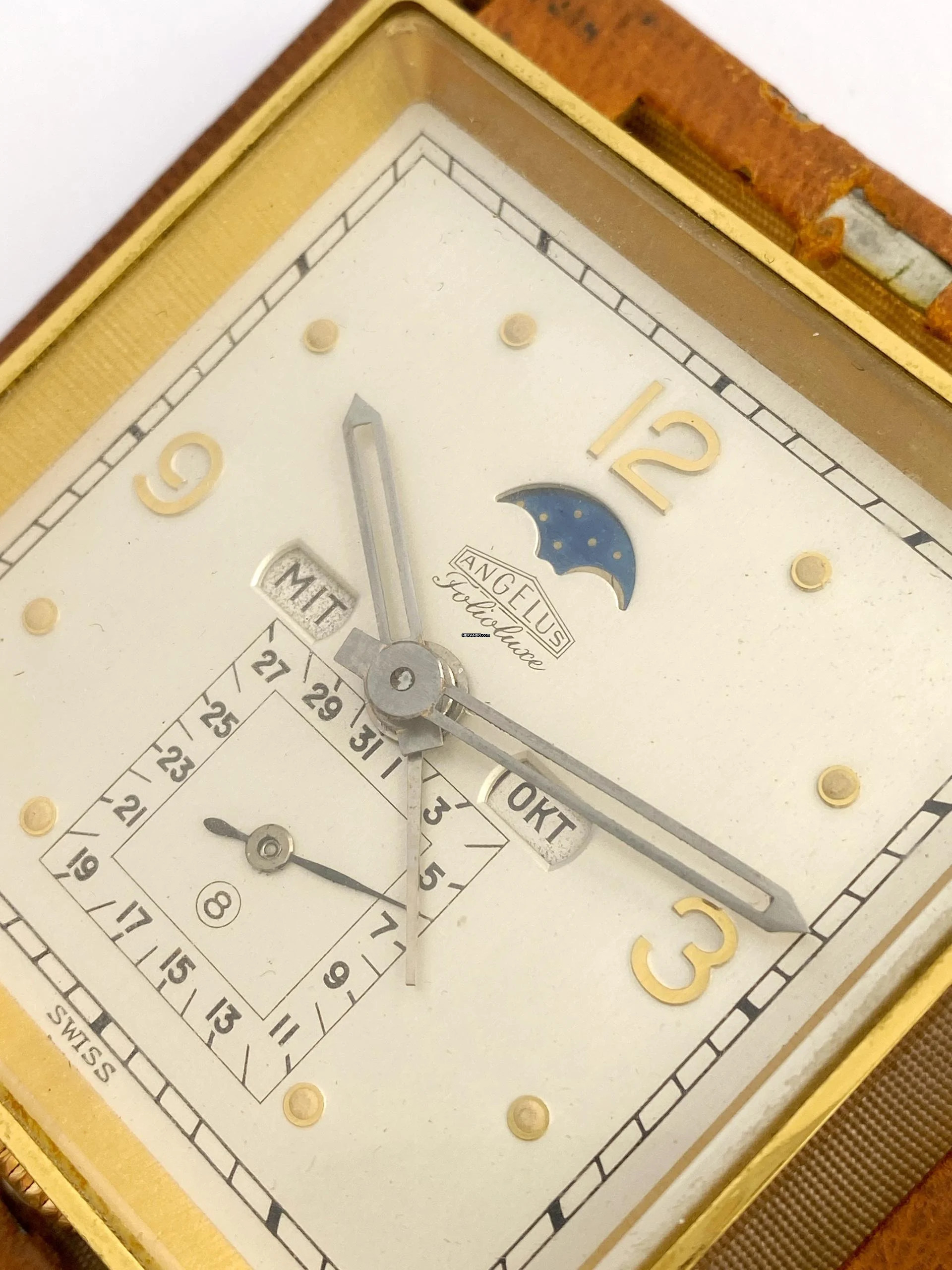 Thumbnail von Angelus Table Clock Tisch Uhr Triple Date Moonphase 8 Days Power Reserve Reise Uhr unbekannt