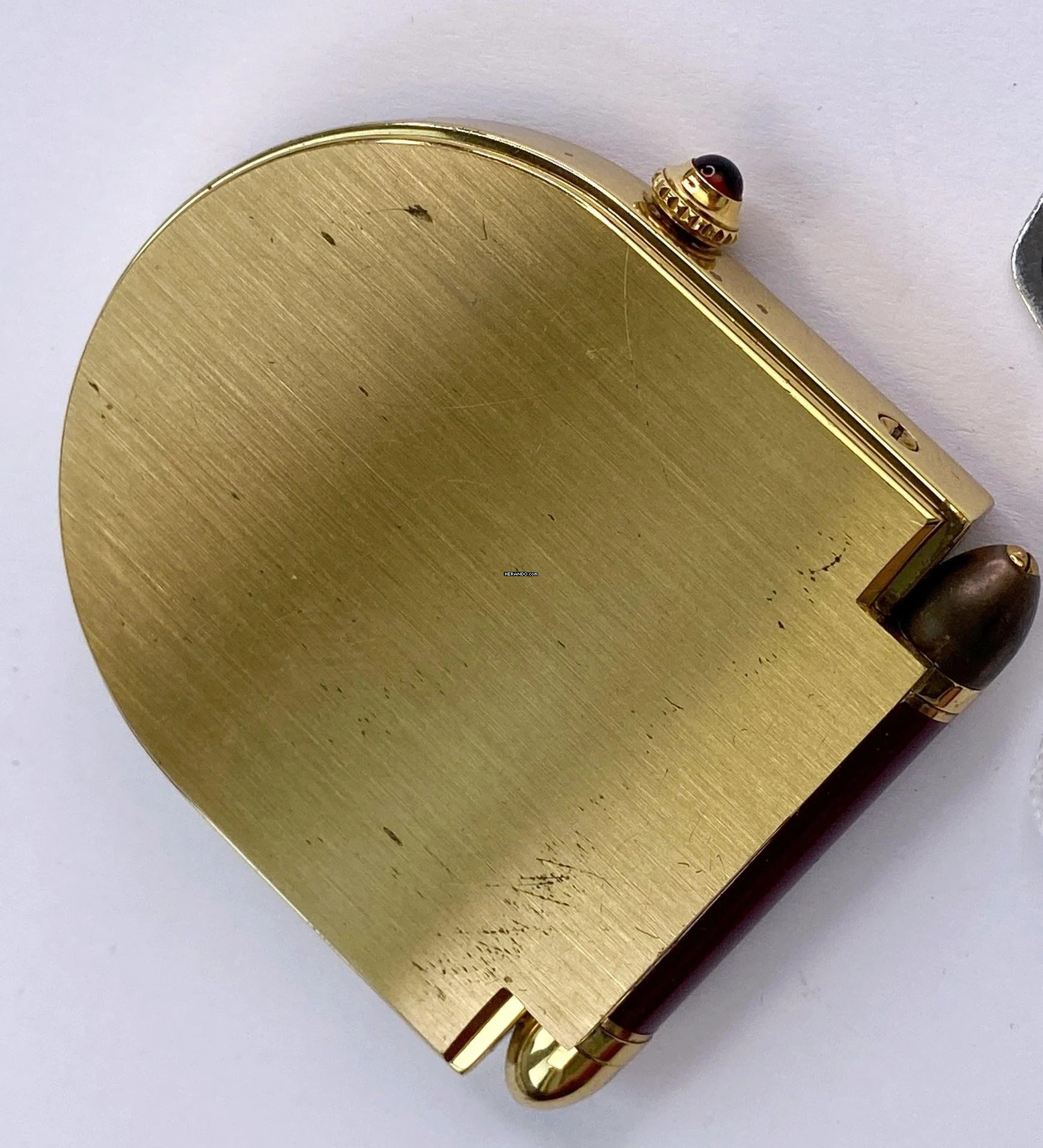 Thumbnail von Cartier Table Clock Tischuhr Table Clock Red Bordeaux 57 x 50mm Travel Clock Reisewecker