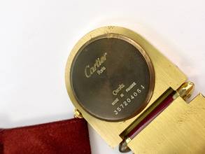 Thumbnail von Cartier Table Clock Tischuhr Table Clock Red Bordeaux 57 x 50mm Travel Clock Reisewecker