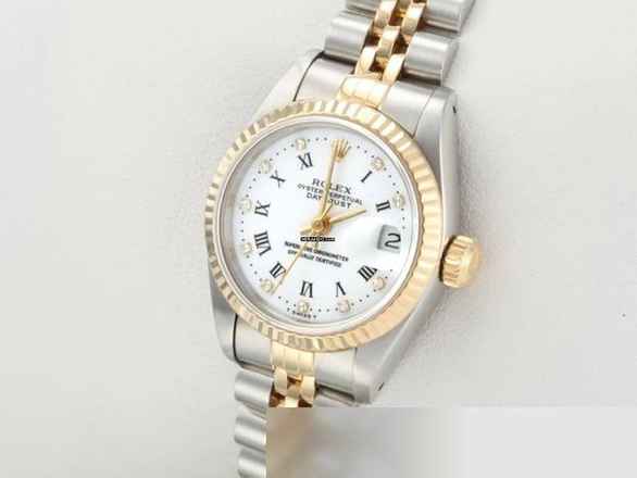  Rolex Lady-Datejust Edelstahl Gelbgold 750 Diamanten Automatik Gold Stahl Stainless Steel 18kt Yellow Gold Jubilé-band Chronometer Oyster White Dial 