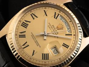 Thumbnail von Rolex Day-Date 36 Ref.1803 1972 Box&Beschreibung sehr gut Vintage Day-Date 18kt Gelbgold open 6/9 Buckley Dial