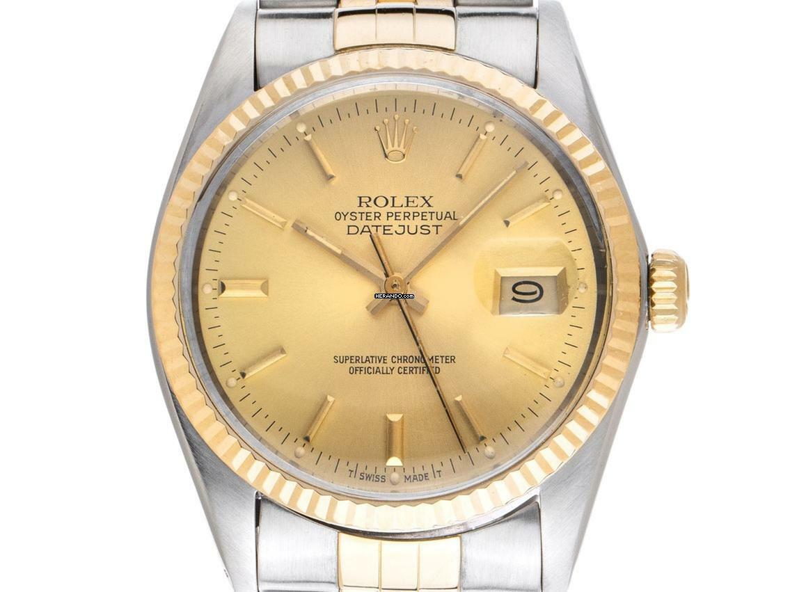  Rolex Datejust 36 Ref.16013 1985 Box&Beschreibung sehr gut Vintage Datejust Stahl 18kt Gelbgold open 6/9 