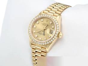 Thumbnail von Rolex Lady-Datejust Gelbgold 750 Diamanten Brillanten Automatik Gold Damen 18kt Yellow Gold President-band Chronometer Oyster