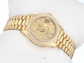Thumbnail von Rolex Lady-Datejust Gelbgold 750 Diamanten Brillanten Automatik Gold Damen 18kt Yellow Gold President-band Chronometer Oyster