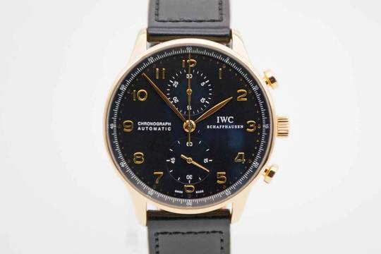  IWC Portugieser Chronograph Portuguese Chronograph Roségold IW3714 Zifferblatt schwarz deutsche Auslieferung 