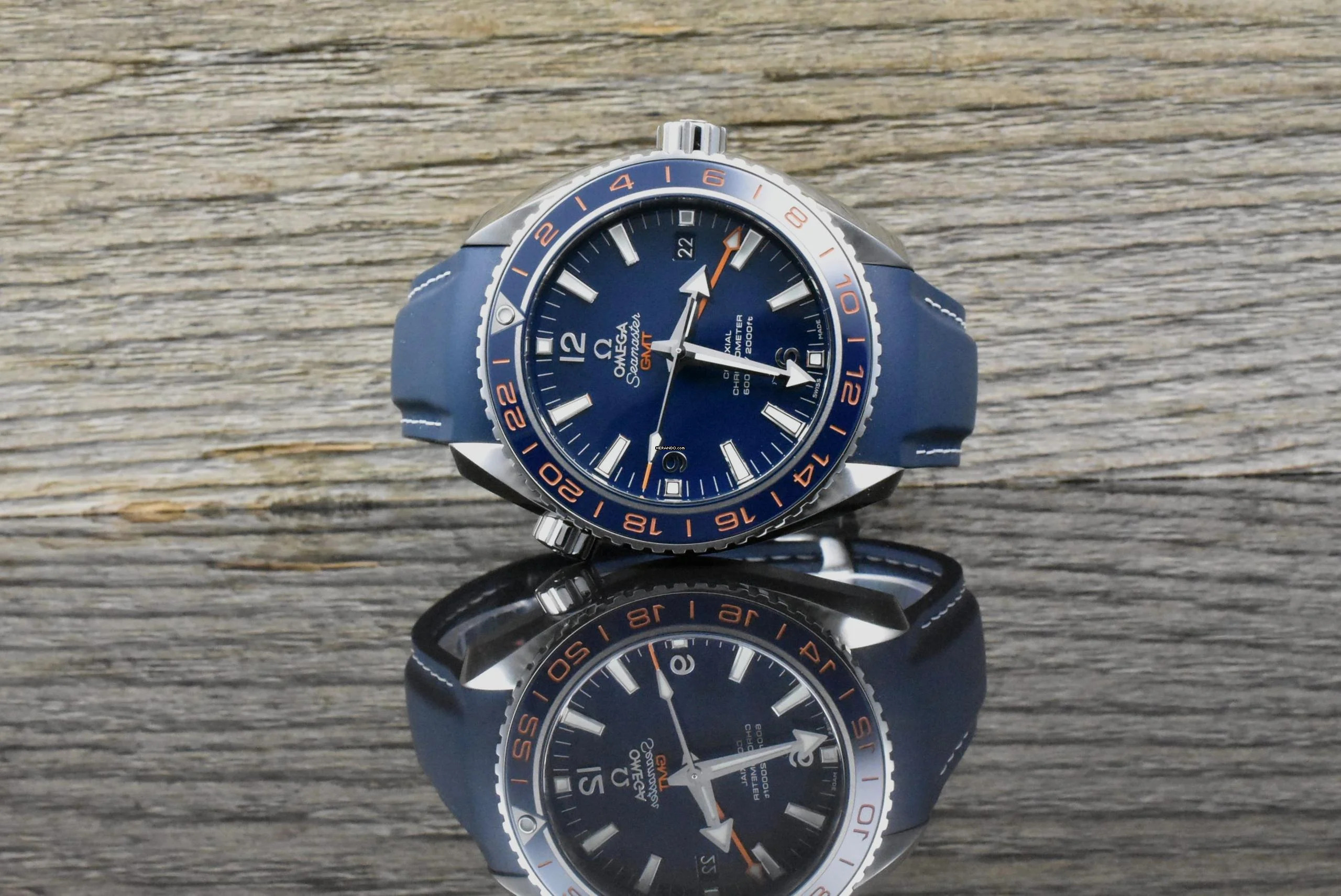  Omega Seamaster Planet Ocean Gmt GoodPlanet / Blue Ceramic - Box & Papiere 