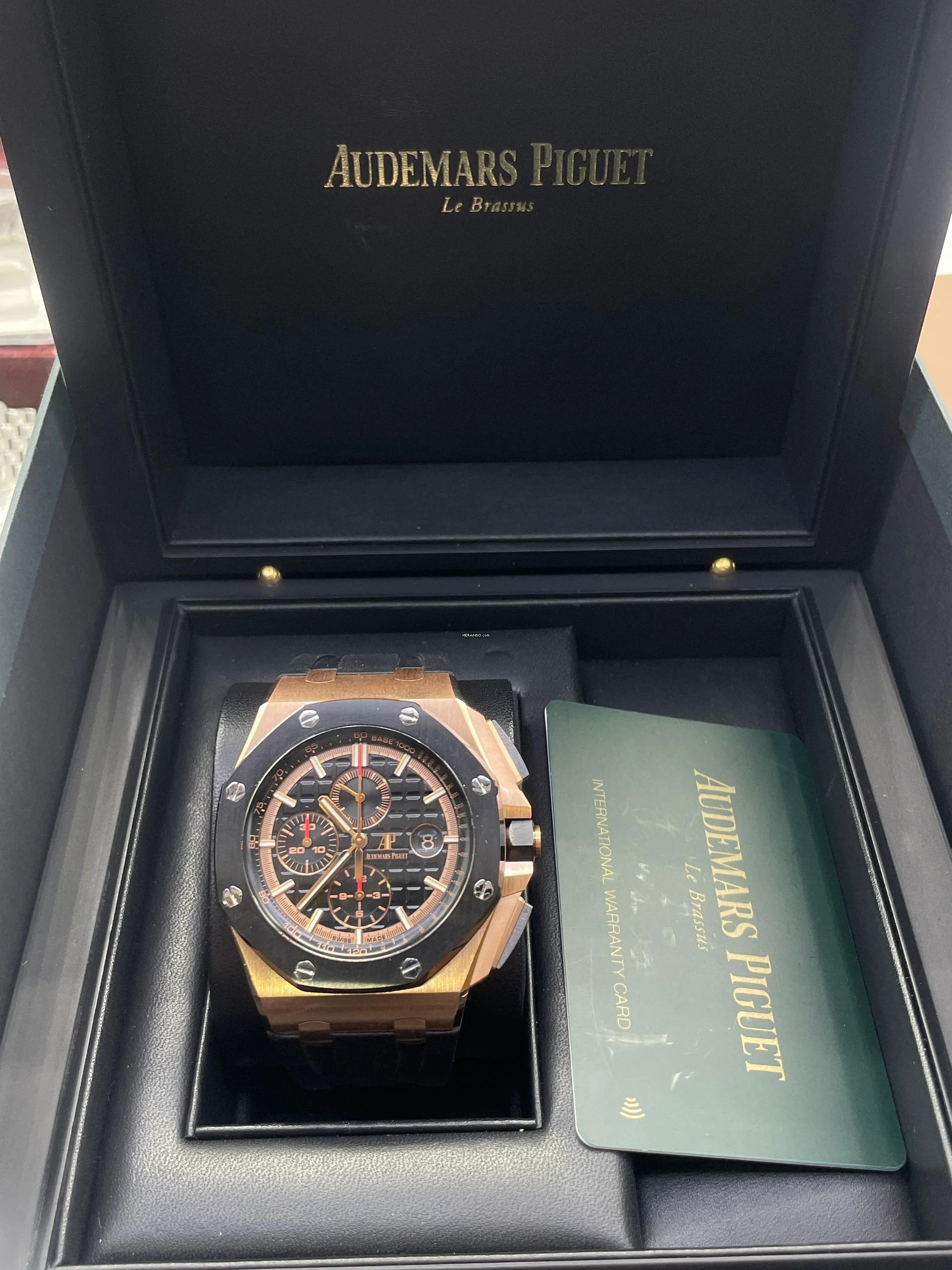  Audemars Piguet Royal Oak Offshore Chronograph Rosegold 18Kt. WITH BOX AND PAPERS LIKE NEW year:2019 SERVICED 44mm 
