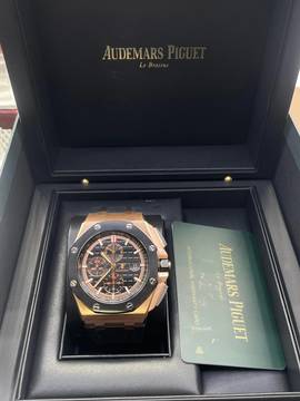  Audemars Piguet Royal Oak Offshore Chronograph Rosegold 18Kt. WITH BOX AND PAPERS LIKE NEW year:2019 SERVICED 44mm 