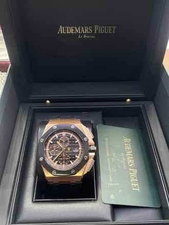  Audemars Piguet Royal Oak Offshore Chronograph Rosegold 18Kt. WITH BOX AND PAPERS LIKE NEW year:2019 SERVICED 44mm 