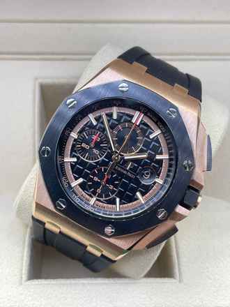  Audemars Piguet Royal Oak Offshore Chronograph Rosegold 18Kt. WITH BOX AND PAPERS LIKE NEW year:2019 44mm 