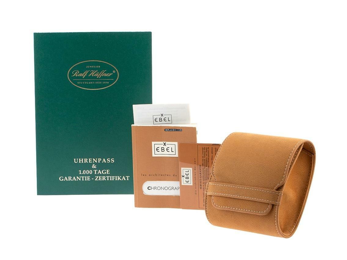 Thumbnail von Ebel 1911 Chronograph El Primero Ref.5134901 1995 Full Set sehr gut Vintage 1911 Chronograph El Primero 18kt Gelbgold Krokoleder Faltschließe