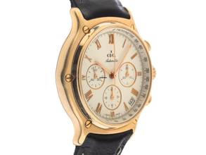 Thumbnail von Ebel 1911 Chronograph El Primero Ref.5134901 1995 Full Set sehr gut Vintage 1911 Chronograph El Primero 18kt Gelbgold Krokoleder Faltschließe