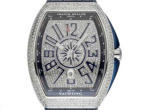  Franck Muller Vanguard Blue Yachting Ref.V45SCDT 2021 Full Set Neu Vanguard Blue Yachting Diamanten 12,00ct Kautschuk Krokoleder Faltschließe 