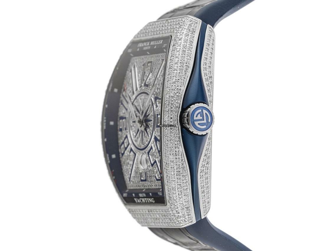 Thumbnail von Franck Muller Vanguard Blue Yachting Ref.V45SCDT 2021 Full Set Neu Vanguard Blue Yachting Diamanten 12,00ct Kautschuk Krokoleder Faltschließe
