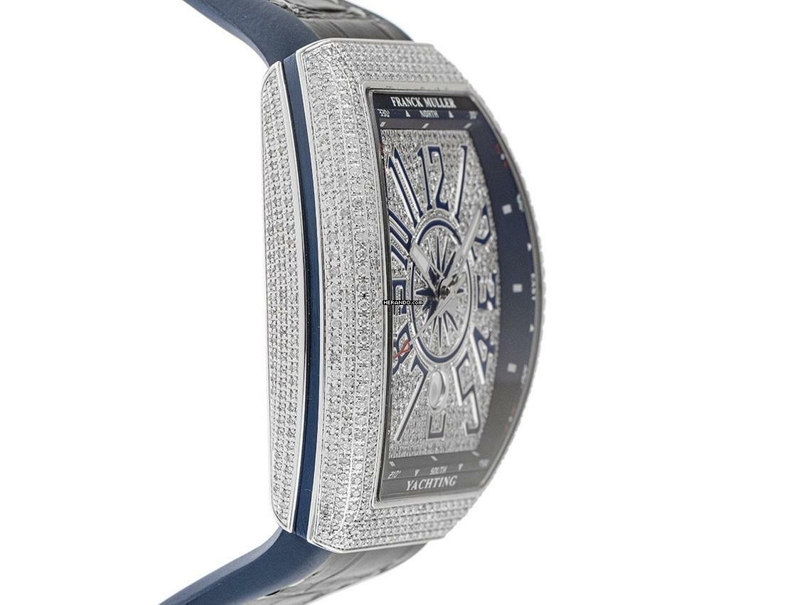 Thumbnail von Franck Muller Vanguard Blue Yachting Ref.V45SCDT 2021 Full Set Neu Vanguard Blue Yachting Diamanten 12,00ct Kautschuk Krokoleder Faltschließe