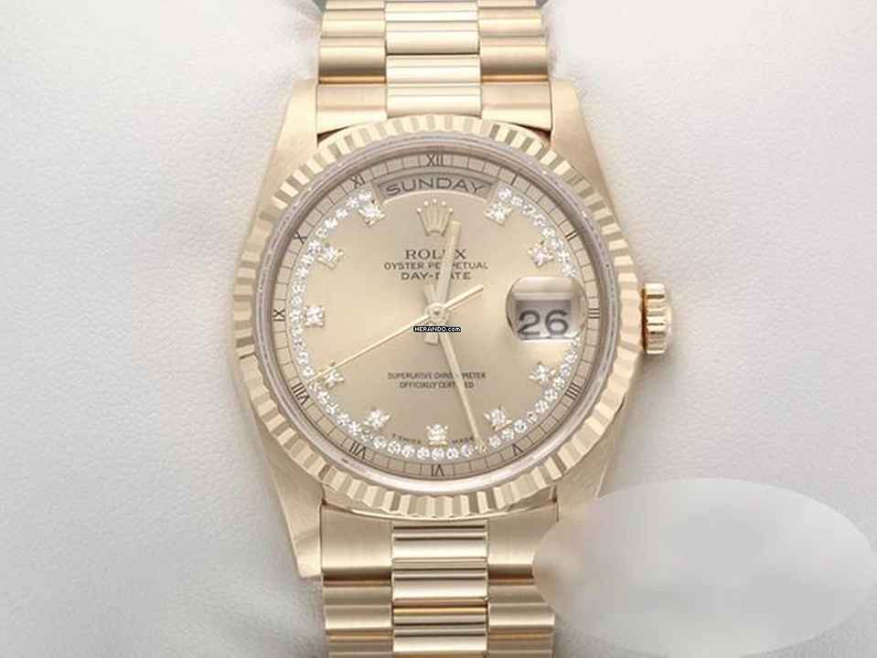  Rolex Day-Date 36 36mm 18238 1993 Gelbgold 750 Diamanten Automatik 18kt Yellow Gold President-band Chronometer Oyster 