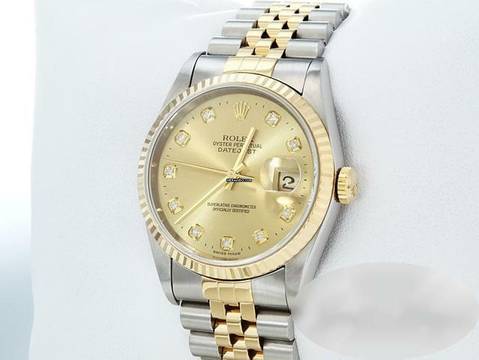  Rolex Datejust 36 Mm 16233 2005 Stahl Gelbgold 750 Diamanten Automatik Gold 