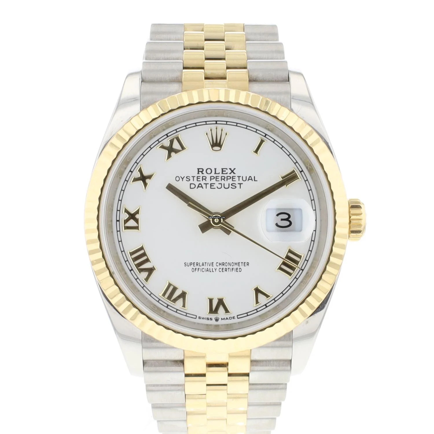 Rolex Datejust 36 Steel/Gold Jubilee White Roman Dial