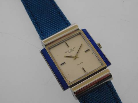  Patek Philippe 18 Karat Weißgold Herrenuhr Ref 3578/1 Lapis Arte Suizo 29 x 40 mm Rarität double Signed Handaufzug Kaliber 175 