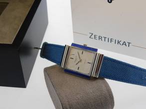 Thumbnail von Patek Philippe 18 Karat Weißgold Herrenuhr Ref 3578/1 Lapis Arte Suizo 29 x 40 mm Rarität double Signed Handaufzug Kaliber 175