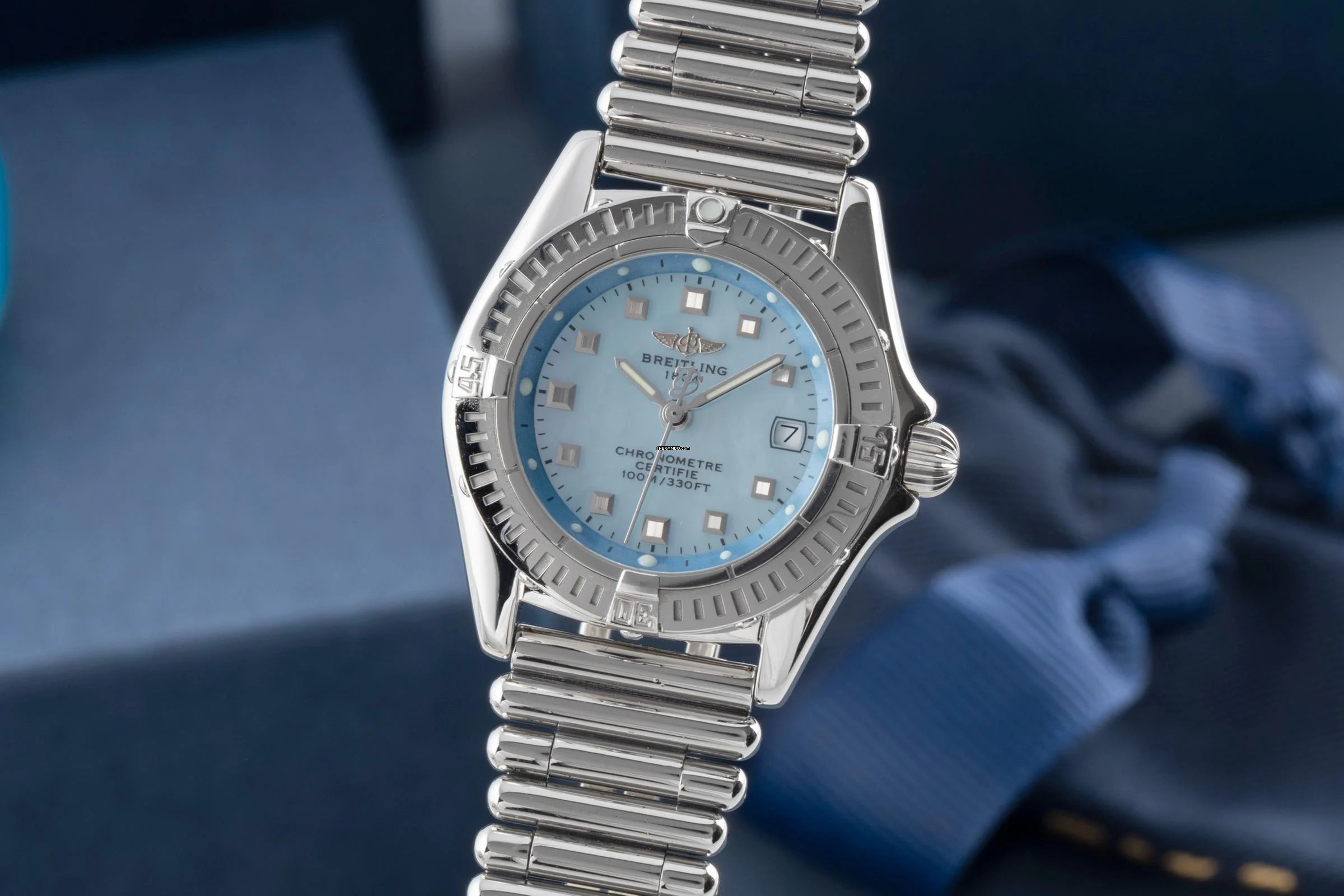 Breitling Callistino Lady Datum Perlmutt Edelstahl Quarz Damenuhr Ref. A72345