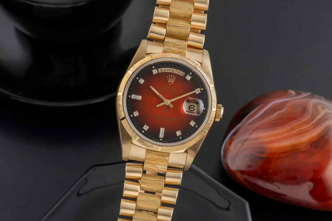  Rolex Day-Date 36 18k Red Vignette Diamond Dial Borke Gold Automatik Ref. 18248 
