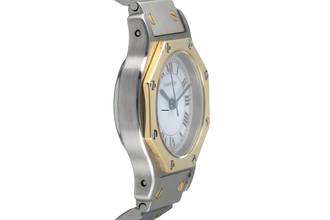 Thumbnail von Cartier Santos Lady Stahl / Gold Automatik Damenuhr Ref. 0907 Klassiker Box