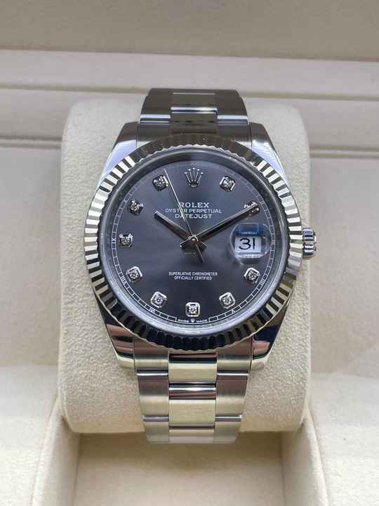  Rolex Datejust 41 RHODIUM DIAMOND DIAL FULL SET WITH BOX AND PAPERS top Condition year:2021 