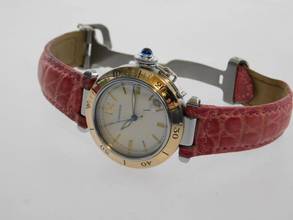 Thumbnail von Cartier Pasha Stahl Gold Automatik 36 mm Herrenuhr mit Krokoband mit original Faltschließe mit original Cartier Band und Schließe