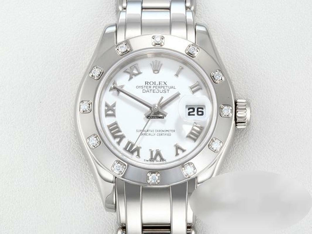 Rolex Lady-Datejust Pearlmaster 29 80319 Weissgold 750 2005 Lc100 Diamanten Automatik Lady 18kt White Gold