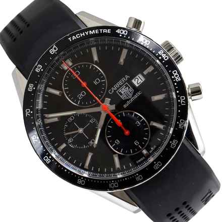  TAG Heuer Carrera Calibre 16 chronograph CV2014 black dial Rubber strap 