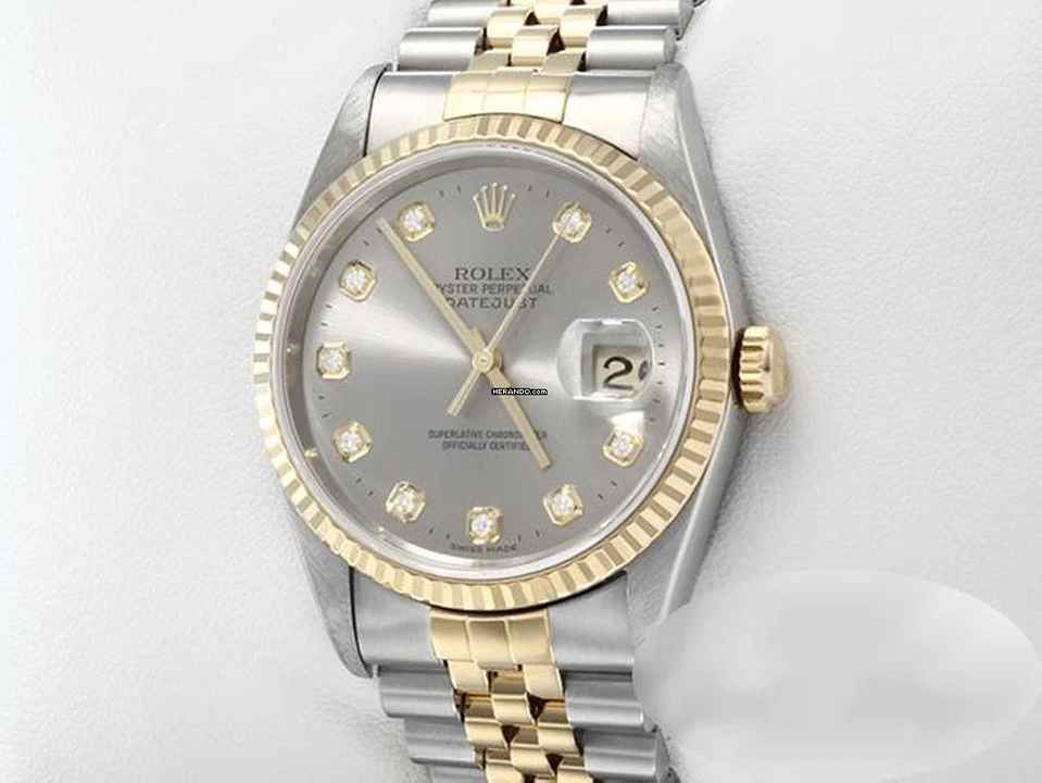  Rolex Datejust 36 36mm 16233 2004 Diamanten Stahl Gelbgold 750 Automatik Gold 