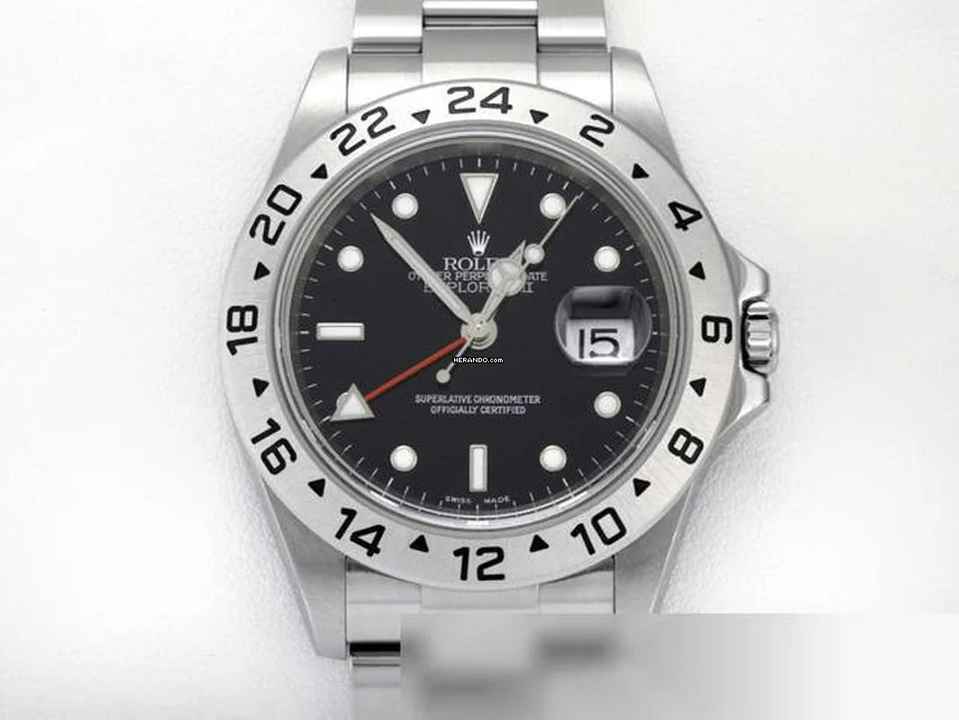  Rolex Explorer II 16570 T Stahl Automatik 2004 Zweite Zeitzone 2 Edelstahl Stainless Steel Oyster-band Chronometer Black Dial 
