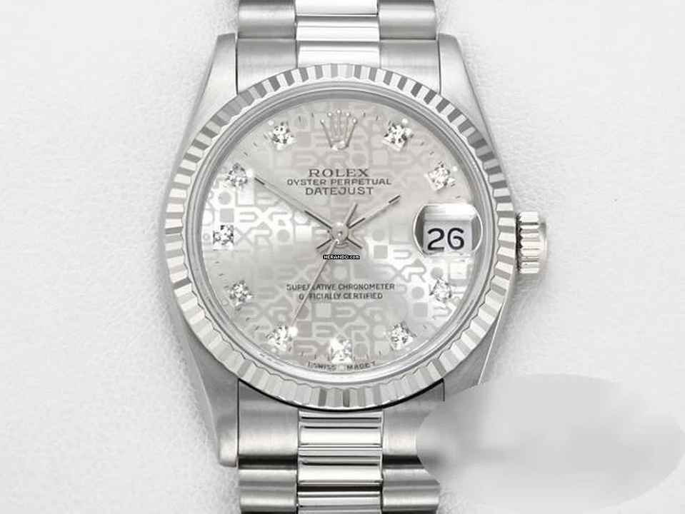  Rolex Datejust 31 Medium Datejust 31mm Weissgold 750 Diamanten Automatik 18kt White Gold Damen Herren President-band Chronometer Oyster 