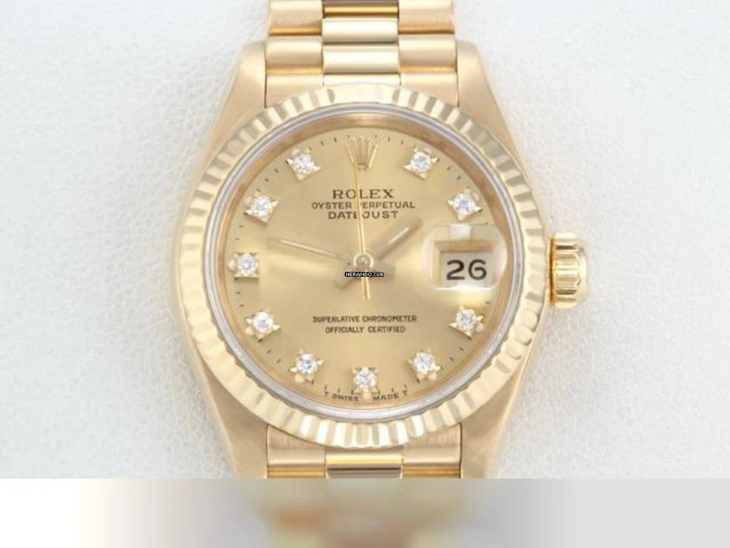 Rolex Lady-Datejust Gelbgold 750 Diamanten Automatik 18kt Yellow Gold Damen President-band Chronometer Oyster