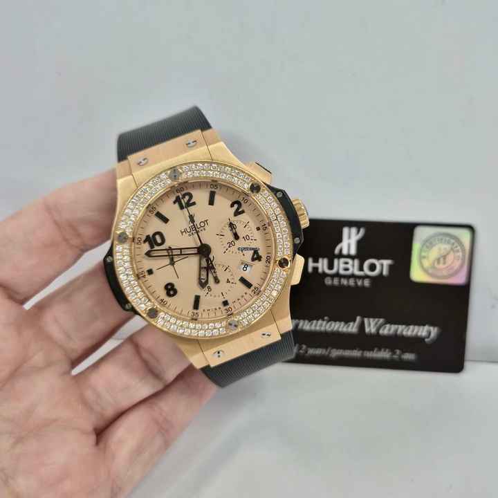  Hublot Big Bang 44 mm Ouro Rosé Factory Diamonds Mat Dial 44mm Automático Completo 